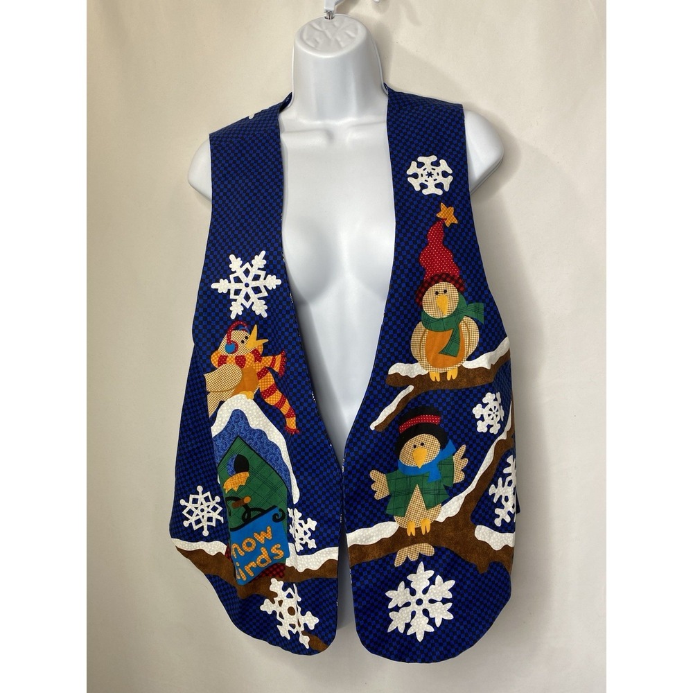 Hand Made Womens Christmas In July Vest Measures Large Reversible Let It Snow